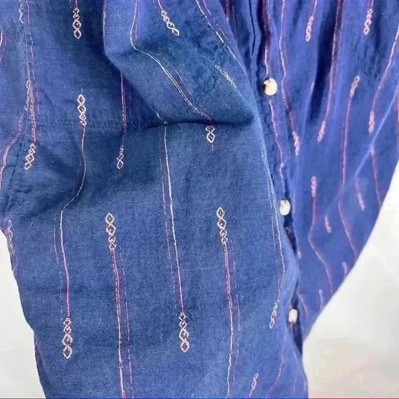 Toad&Co Organic Cotton Dress Womens S Indigo Ridge Sleeveless Button Up Pockets - Picture 12 of 14